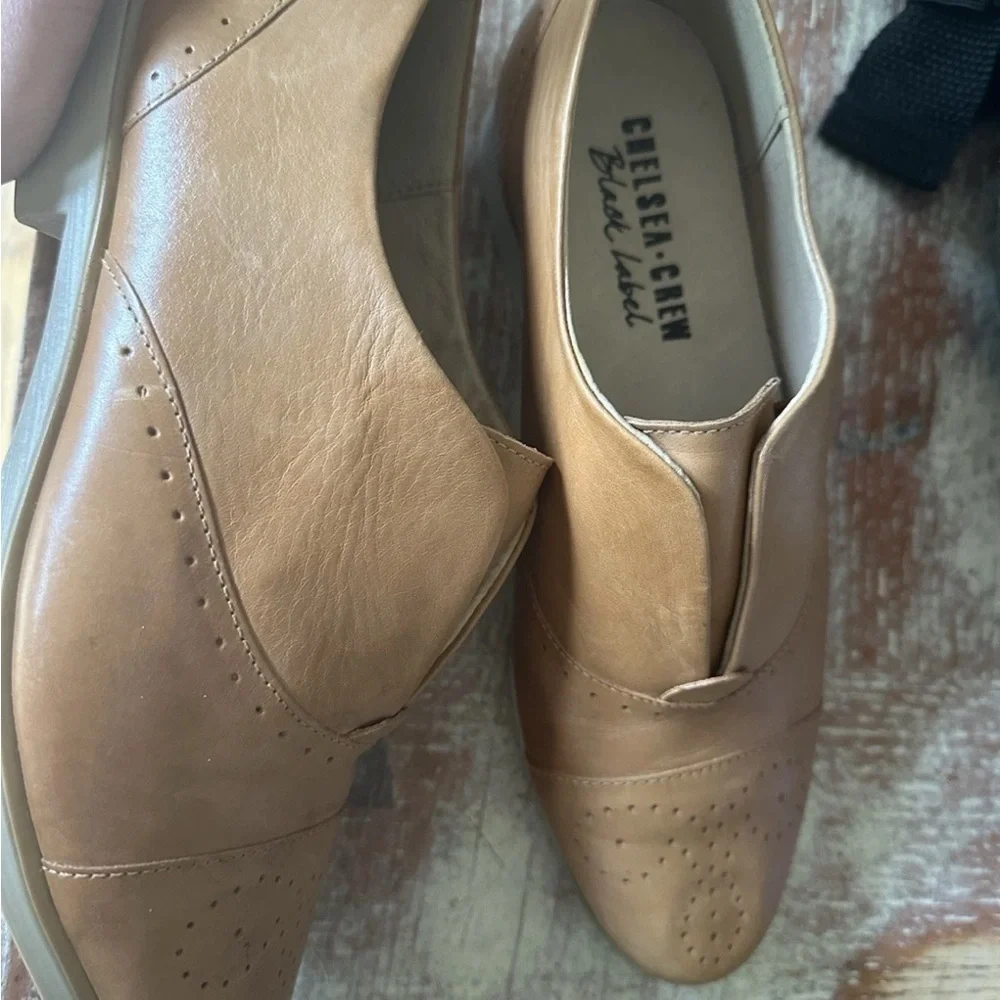 Anthropologie Chelsea Crew Brown Leather slip on oxfords - Picture 2 of 10